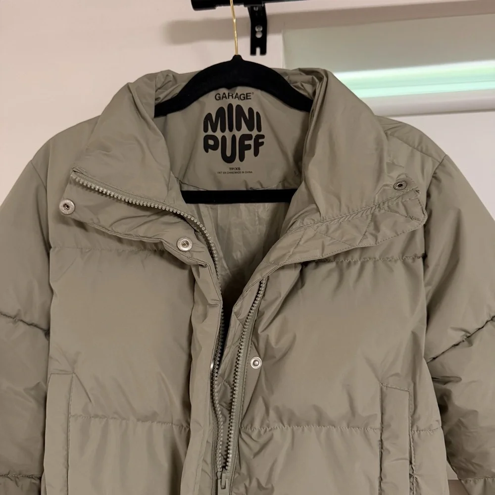 Garage Cropped Puffer Jacket in Sage - Picture 9 of 12